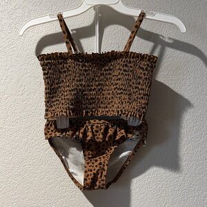 Old Navy Tan and Black Leopard Swimsuit